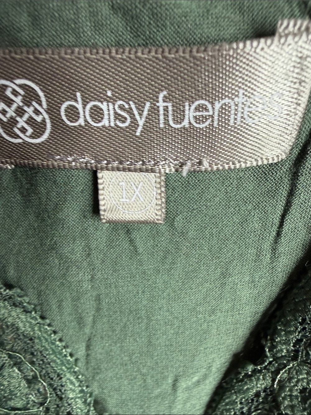 Daisy Fuentes Olive Green Lace-Trim Chemise 1x-1101 - Picture 2 of 6